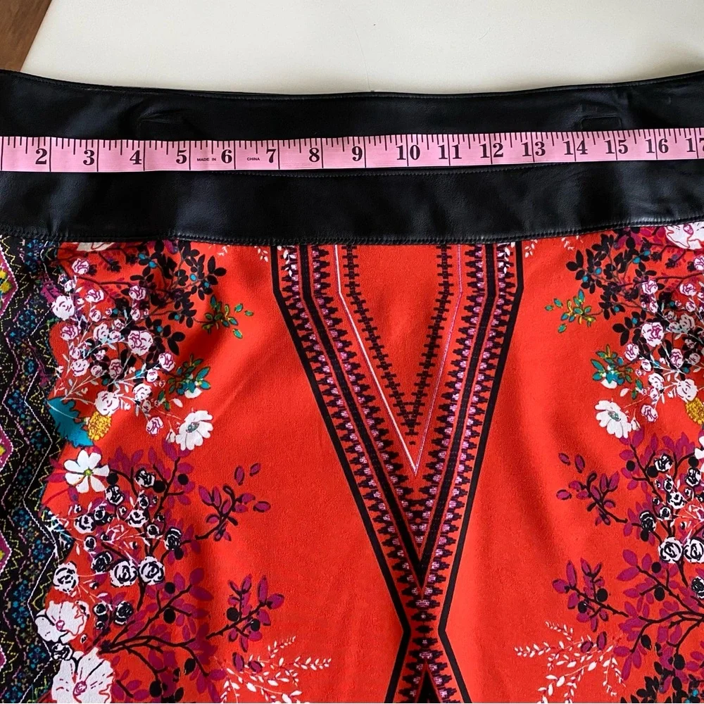 Bisou Bisou Orange Black Embellished Midi Skirt - Picture 6 of 8